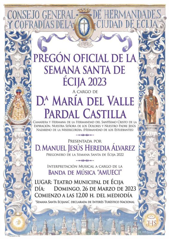 Cartel anunciador del Pregón de Semana Santa de Écija 2023